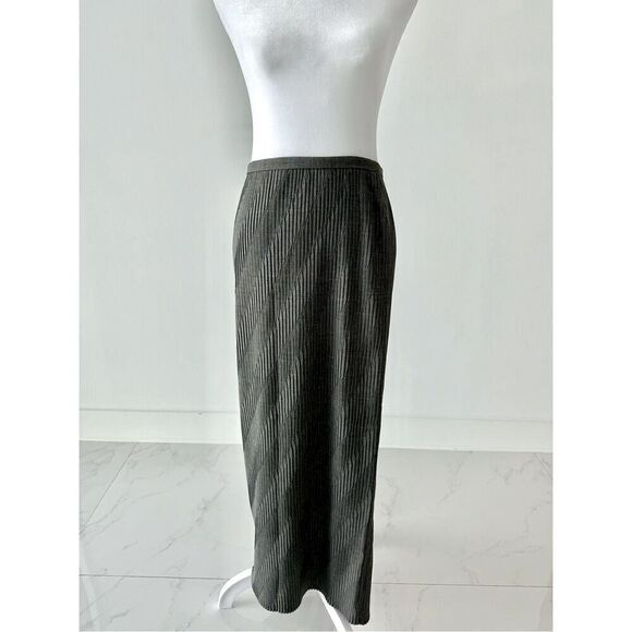 Vintage 90s Cache Maxi Skirt Charcoal Gray Evening Formal Pleated Sz 8 - Picture 1 of 3